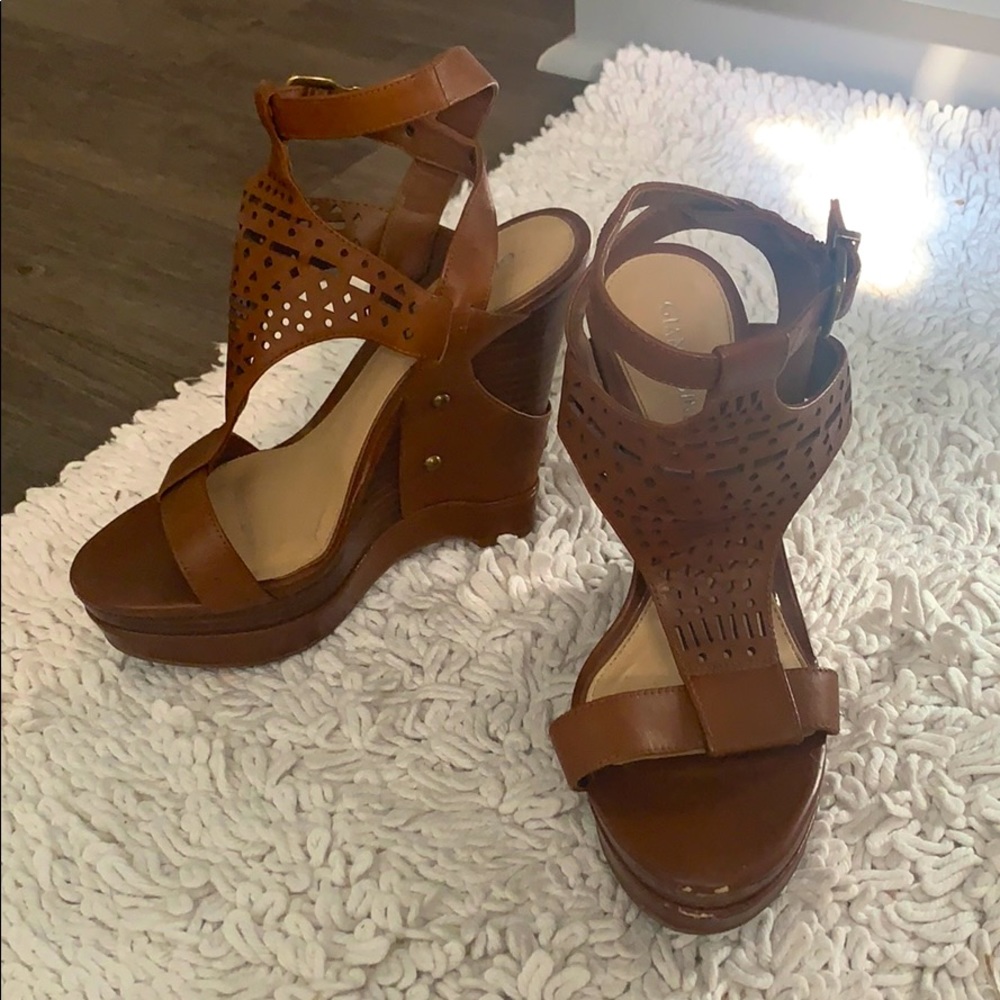 Brown platform wedges